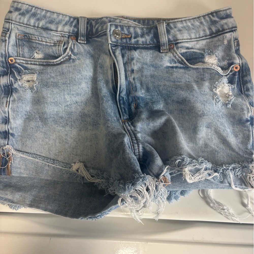 American Eagle Outfitters Light Blue Distressed Denim Shorts